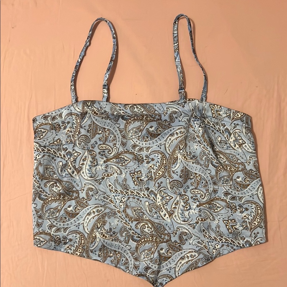 Hollister Paisley Print satin handkerchief Spaghetti Strap Top